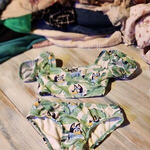 Bluey Kids Swim Bikini - Green Leaf Print